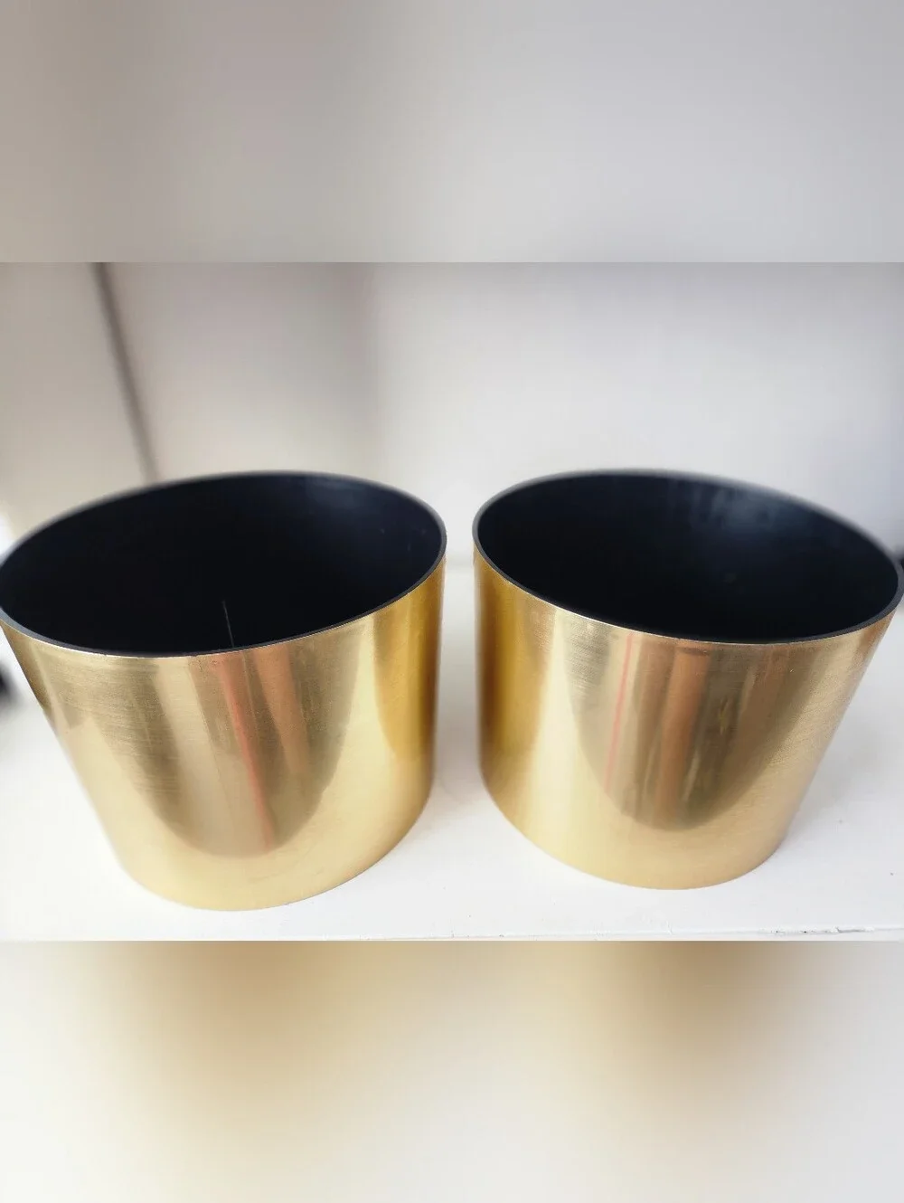 Brushed Gold Plastic Planter Or Display Riser  7in H X 9in W Set Of 2